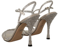 Thumbnail for Crystal-Embellished Silk Blend Heels