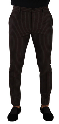Thumbnail for Elegant Brown Striped Woolen Men's Trousers