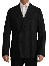Thumbnail for Black Polka Dotted Cotton Blazer Jacket