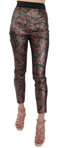 Thumbnail for Multicolor Iridescent Brocade Jacquard Trousers Crop Pants
