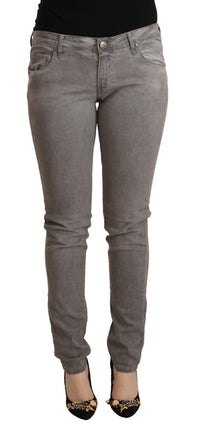 Thumbnail for Gray Cotton Low Waist Skinny Push Up Denim Jeans