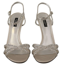 Thumbnail for Crystal-Embellished Silk Blend Heels