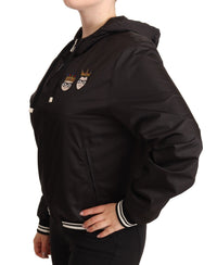 Thumbnail for Elegant Black Bomber Jacket with Hood