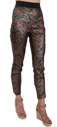 Thumbnail for Multicolor Iridescent Brocade Jacquard Trousers Crop Pants