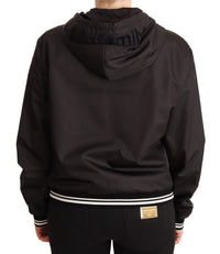 Thumbnail for Elegant Black Bomber Jacket with Hood