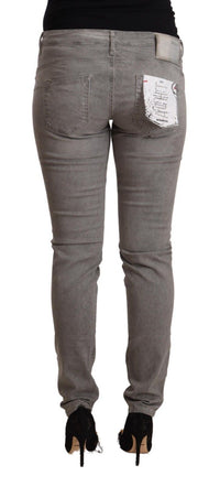 Thumbnail for Gray Cotton Low Waist Skinny Push Up Denim Jeans