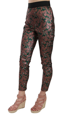 Thumbnail for Multicolor Iridescent Brocade Jacquard Trousers Crop Pants
