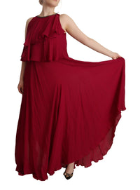 Thumbnail for Orchid Silk Sleeveless Long Maxi Ruffle Shift Dress