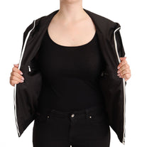 Thumbnail for Elegant Black Bomber Jacket with Hood