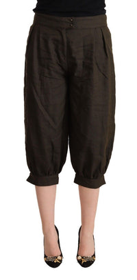 Thumbnail for Brown Viscose Cropped Harem Pants
