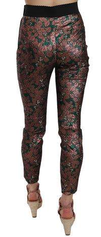 Thumbnail for Multicolor Iridescent Brocade Jacquard Trousers Crop Pants
