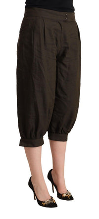 Thumbnail for Brown Viscose Cropped Harem Pants