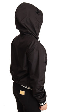 Thumbnail for Elegant Black Bomber Jacket with Hood