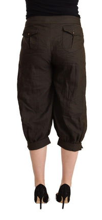 Thumbnail for Brown Viscose Cropped Harem Pants
