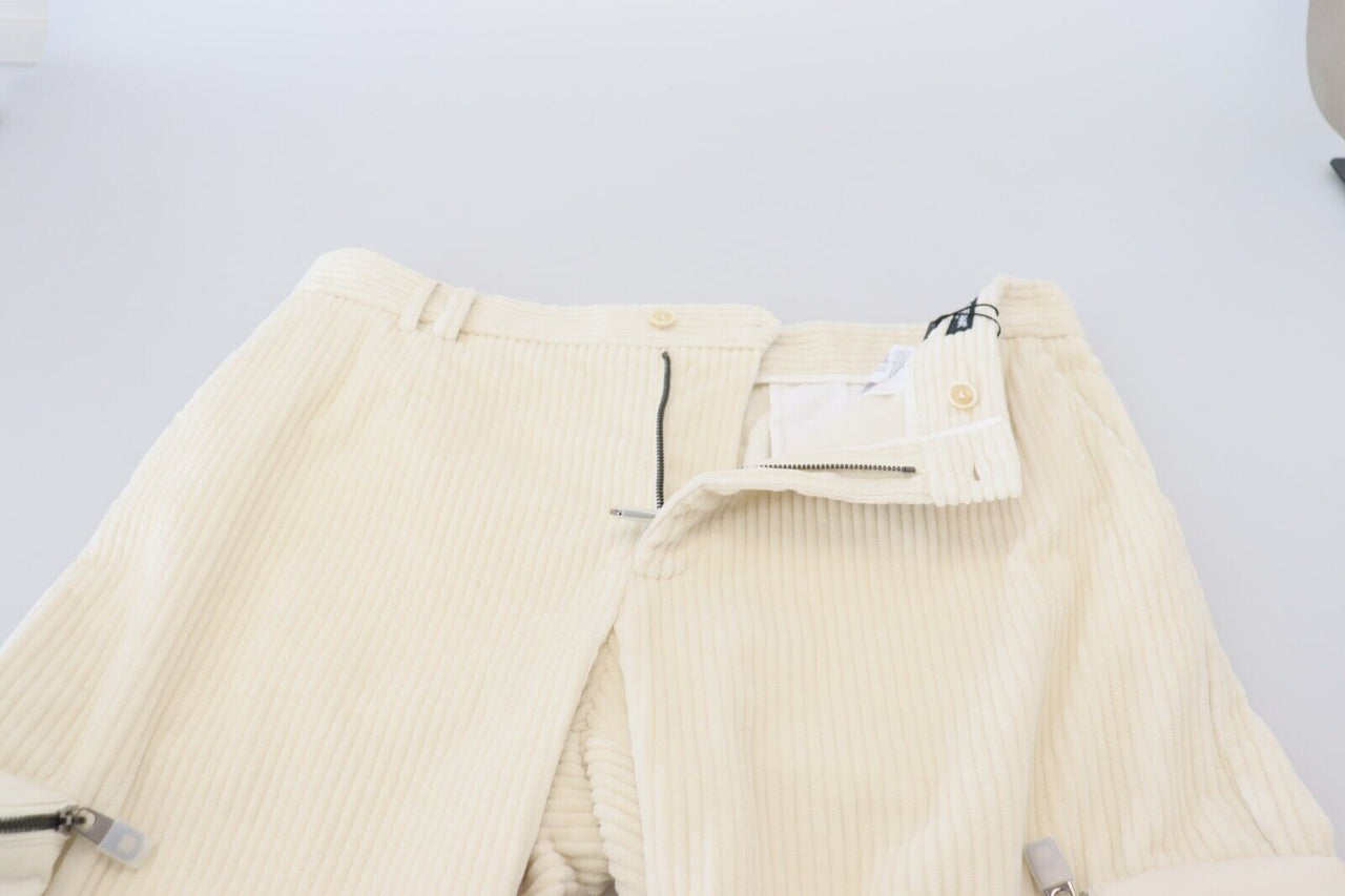 Elegant Off White Cotton Blend Pants