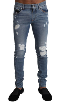 Thumbnail for Elegant Light Blue Skinny Denim Pants