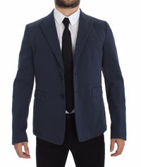 Thumbnail for Elegant Blue Cotton Stretch Blazer Jacket