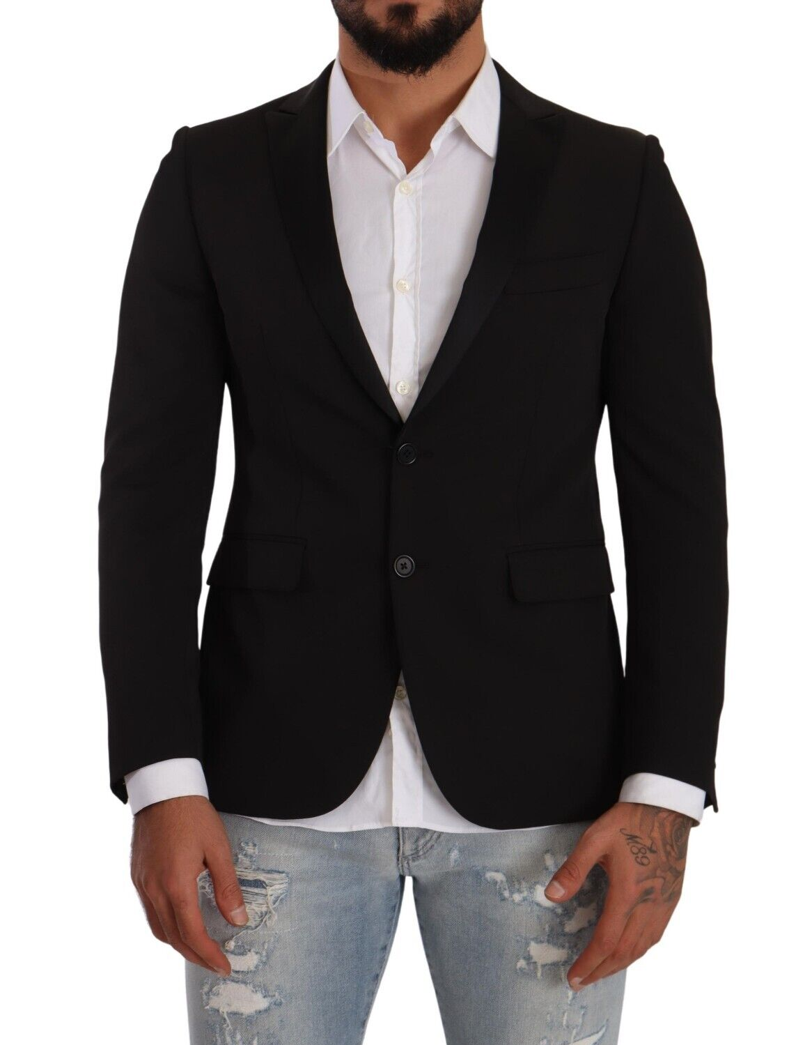 Elegant Black Slimfit Peak Lapel Blazer