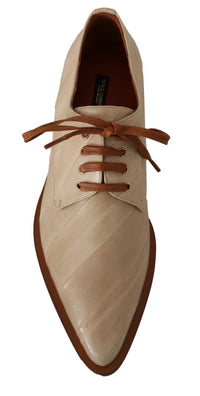 Thumbnail for Elegant Beige Eel Leather Formal Flats