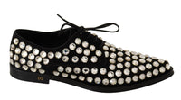 Thumbnail for Elegant Crystal-Embellished Lace-Up Flats