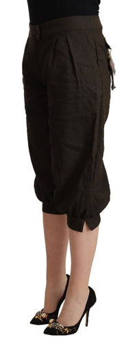 Thumbnail for Brown Viscose Cropped Harem Pants