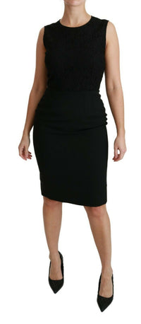 Thumbnail for Black Floral Lace Sheath Gown Dress