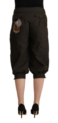 Thumbnail for Brown Viscose Cropped Harem Pants