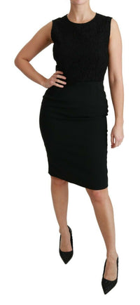 Thumbnail for Black Floral Lace Sheath Gown Dress