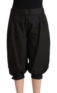 Thumbnail for Black Viscose Cropped Harem Pants