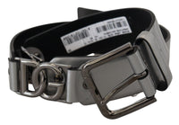 Thumbnail for Chic Silver Leather Belt with Metal Buckle