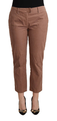 Thumbnail for Brown Cotton Tapered Cropped Pants