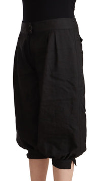 Thumbnail for Black Viscose Cropped Harem Pants