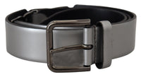 Thumbnail for Chic Silver Leather Belt with Metal Buckle