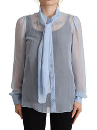 Thumbnail for Elegant Silk Ascot Collar Blouse