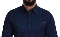 Thumbnail for Elegant Blue Slim Fit Cotton Dress Shirt