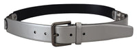 Thumbnail for Chic Silver Leather Belt with Metal Buckle