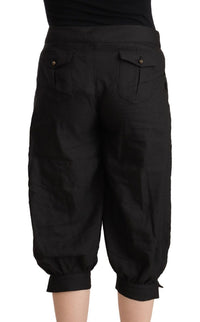 Thumbnail for Black Viscose Cropped Harem Pants