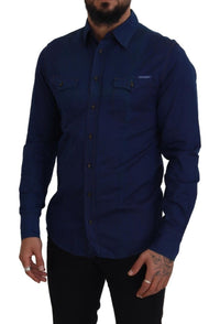Thumbnail for Elegant Blue Slim Fit Cotton Dress Shirt