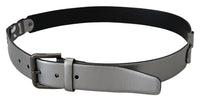 Thumbnail for Chic Silver Leather Belt with Metal Buckle