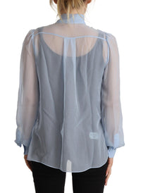 Thumbnail for Elegant Silk Ascot Collar Blouse