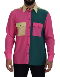 Thumbnail for Elegant Multicolor Silk Button-Down Shirt