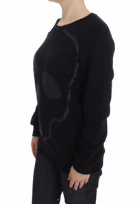 Thumbnail for Chic Skull Motif Crew-Neck Cotton Sweater