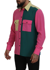 Thumbnail for Elegant Multicolor Silk Button-Down Shirt