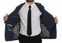 Thumbnail for Elegant Blue Cotton Stretch Blazer Jacket