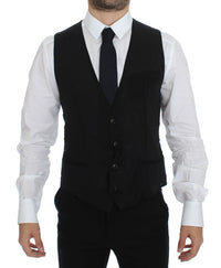 Thumbnail for Black Wool Formal Dress Vest Gilet Jacket