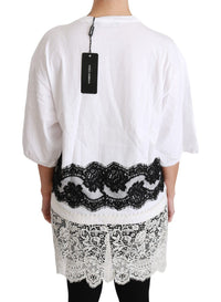 Thumbnail for White Fashion Sinner Cotton Lace T-shirt Top