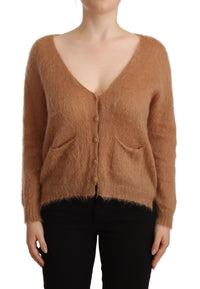 Thumbnail for Chic Brown Knit Cardigan with Front Button Closure