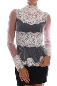 Thumbnail for Elegant White Floral Lace Blouse Top