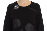 Thumbnail for Chic Skull Motif Crew-Neck Cotton Sweater