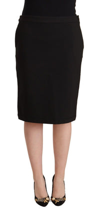 Thumbnail for Black Straight Pencil Cut Knee Length Skirt
